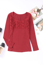 Load image into Gallery viewer, Lace Crochet V Neck Long Sleeve Top
