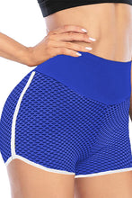 Load image into Gallery viewer, High Waist Honeycomb Contrast Stripes Butt Lifting Yoga Shorts
