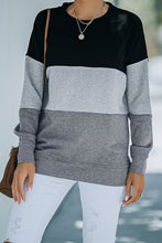 Load image into Gallery viewer, Colorblock Black Contrast Stitching Sweatshirt with Slits
