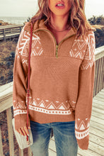 Load image into Gallery viewer, Geometry Knit Quarter Zip Sweater
