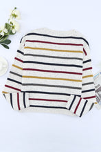 Load image into Gallery viewer, Striped Drop Sleeve Crew Neck Knit Sweater
