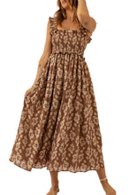 Load image into Gallery viewer, Ruffled Straps Smocked Floral Maxi Dress
