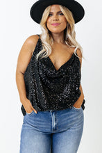 Load image into Gallery viewer, Plus Size Drape Neck Sequin Tank Top
