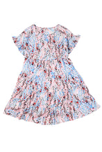 Load image into Gallery viewer, Short Sleeves Floral Print Tiered Ruffled Dress
