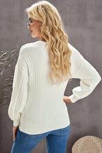 Load image into Gallery viewer, Beige Wrap V Neck Lantern Sleeve Textured Sweater
