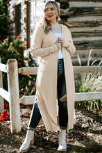 Load image into Gallery viewer, Beige Plus Size Ribbed Long Open Front Cardigan
