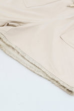 Load image into Gallery viewer, Khaki Solid Color Drawstring Frayed Hem Pocketed Shorts
