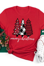 Load image into Gallery viewer, Merry Christmas Trees Graphic Print Short Sleeve T Shirt

