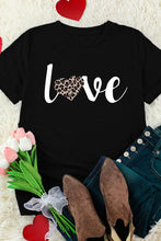 Load image into Gallery viewer, Love Leopard Heart Shape Print Short Sleeve T Shirt
