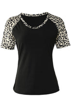 Load image into Gallery viewer, Leopard Color Block Cut Out Short Sleeve Top
