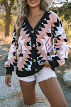 Load image into Gallery viewer, Oversized Aztec Buttons Front Cardigan
