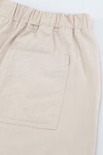 Load image into Gallery viewer, Khaki Solid Color Drawstring Frayed Hem Pocketed Shorts
