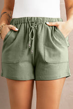 Load image into Gallery viewer, Army Green Drawstring Elastic Waist Pocketed Shorts
