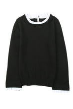 Load image into Gallery viewer, Solid Ruffled Crew Neck Knit Sweater
