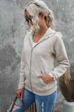 Load image into Gallery viewer, Zip-up Lace Trim Hooded Coat
