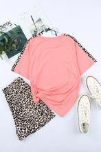 Load image into Gallery viewer, Colorblock Leopard Short Sleeve and Shorts Loungewear
