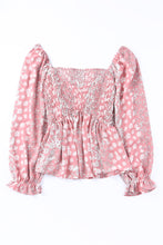 Load image into Gallery viewer, Bohemian Print Puff Sleeve Curvy Peplum Blouse
