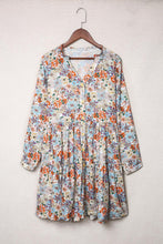 Load image into Gallery viewer, Multicolor Split Neck Buttons Front Shirt Floral Dress
