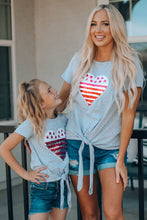 Load image into Gallery viewer, Mommy Patriotic Flag Sequin Heart Applique Knot Top
