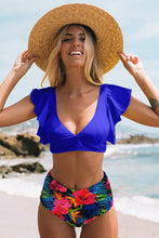 Load image into Gallery viewer, Floral Ruffled Hem High Waist Bikini Set
