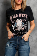 Load image into Gallery viewer, Wild West Desert Roads Bull Skull Graphic Tee
