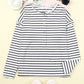 White Striped Print Ruffled Buttoned Long Sleeve Top