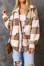 Load image into Gallery viewer, Plaid Pocketed Teddy Jacket
