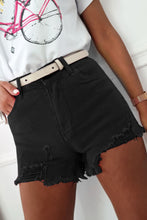 Load image into Gallery viewer, Solid Color Distressed Denim Shorts
