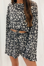 Load image into Gallery viewer, Animal Print Long Sleeves Pullover and Shorts Lounge Set
