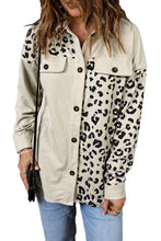 Load image into Gallery viewer, Leopard Print Detail Pocketed Corduroy Jacket
