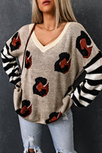 Load image into Gallery viewer, Striped Sleeves Patchwork Leopard Sweater
