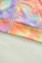 Load image into Gallery viewer, Multicolor Tie-dye Pocket Zip Up Hoodie
