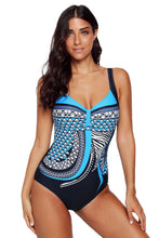 Load image into Gallery viewer, Light Blue Tribal Print One Piece Swimsuit
