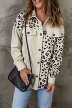 Load image into Gallery viewer, Leopard Print Detail Pocketed Corduroy Jacket
