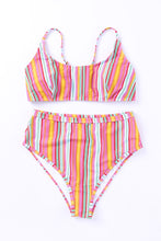 Load image into Gallery viewer, Stripe High Waist Stripe Bikini Set
