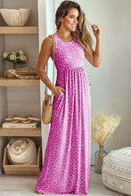 Load image into Gallery viewer, Leopard Print Pocketed Sleeveless Maxi Dress
