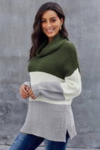 Load image into Gallery viewer, Turtleneck Color Block Pullover Sweater
