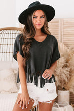 Load image into Gallery viewer, Fringe Hem V Neck T Shirt
