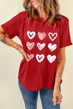 Load image into Gallery viewer, Various Heart Glitter Flocking Pattern Valentines Graphic Tee
