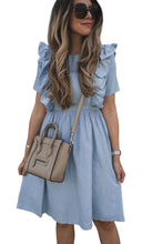 Load image into Gallery viewer, Ruffle Chambray Midi Dress
