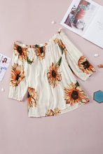 Load image into Gallery viewer, Floral Ruffled Tassel Tie Off Shoulder Blouse
