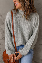 Load image into Gallery viewer, High Neck Drop Shoulder Plain Sweater
