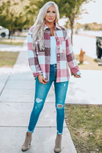 Load image into Gallery viewer, Plaid Color Block Buttoned Long Sleeve Jacket with Pocket
