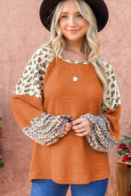 Load image into Gallery viewer, Leopard Colorblock Waffle Knit Top
