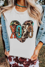 Load image into Gallery viewer, XOXO Heart Shaped Print Crew Neck Graphic Tee
