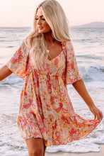 Load image into Gallery viewer, Wide Flutter Sleeve Floral Dress
