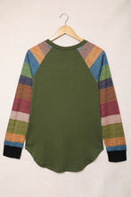 Load image into Gallery viewer, Color Block Long Sleeves Green Pullover Top
