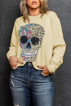Load image into Gallery viewer, Antique Leopard Flower Skull Halloween Graphic Top
