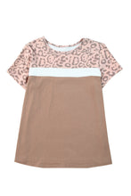 Load image into Gallery viewer, Khaki Leopard Yoke Color Block Plus Size Top
