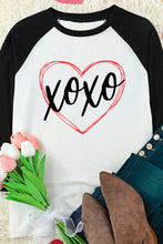 Load image into Gallery viewer, XOXO Heart Graphic Contrast Sleeve Tee
